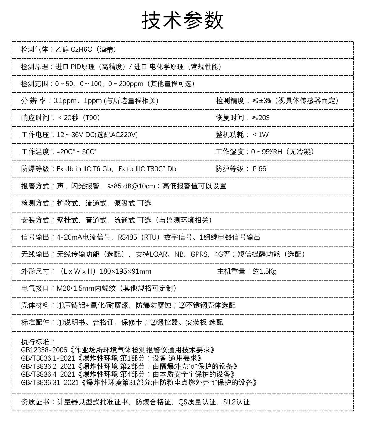 固定式乙醇檢測(cè)儀
